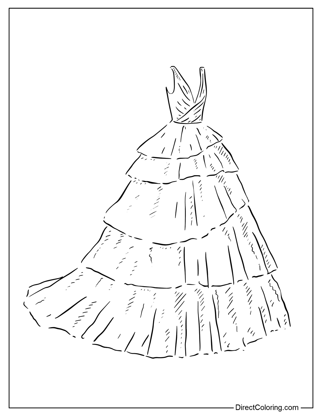 Beautiful Tulle Layered Dress Coloring
